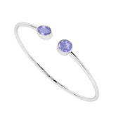 natural tanzanite round-oval shape 2-stone twister bracelet